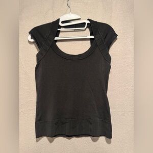 Cache Elegant Black Cap Sleeve Blouse